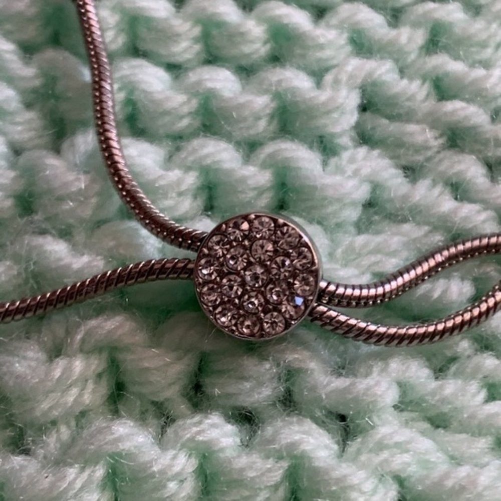 Silver Cuff Adjustable Bracelet With Rhinestone A… - image 3